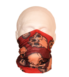 12 in 1 Neck Tube Snood Scarf Red Jumbled Skulls